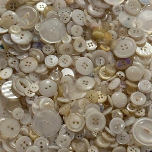 75 Vintage White and Clear Buttons for Crafting
