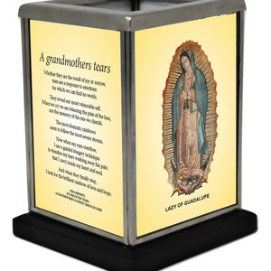 Religious Grandmother Lady of Guadalupe Elegant Handcrafted Glass Tealight Candle Holder - Perfect for Religious Events, Memorial Decor