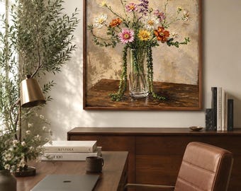 Láminas de pintura floral, arte de pintura al óleo vintage con ambiente melancólico (descarga digital)