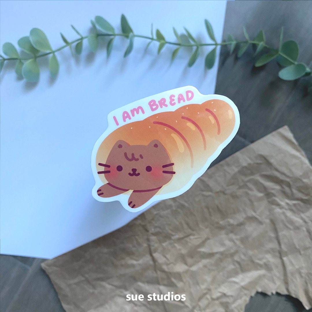 Cute Kawaii Cat Bread Vinyl Sticker Food Cat Laptop Decal Water Bottle ...