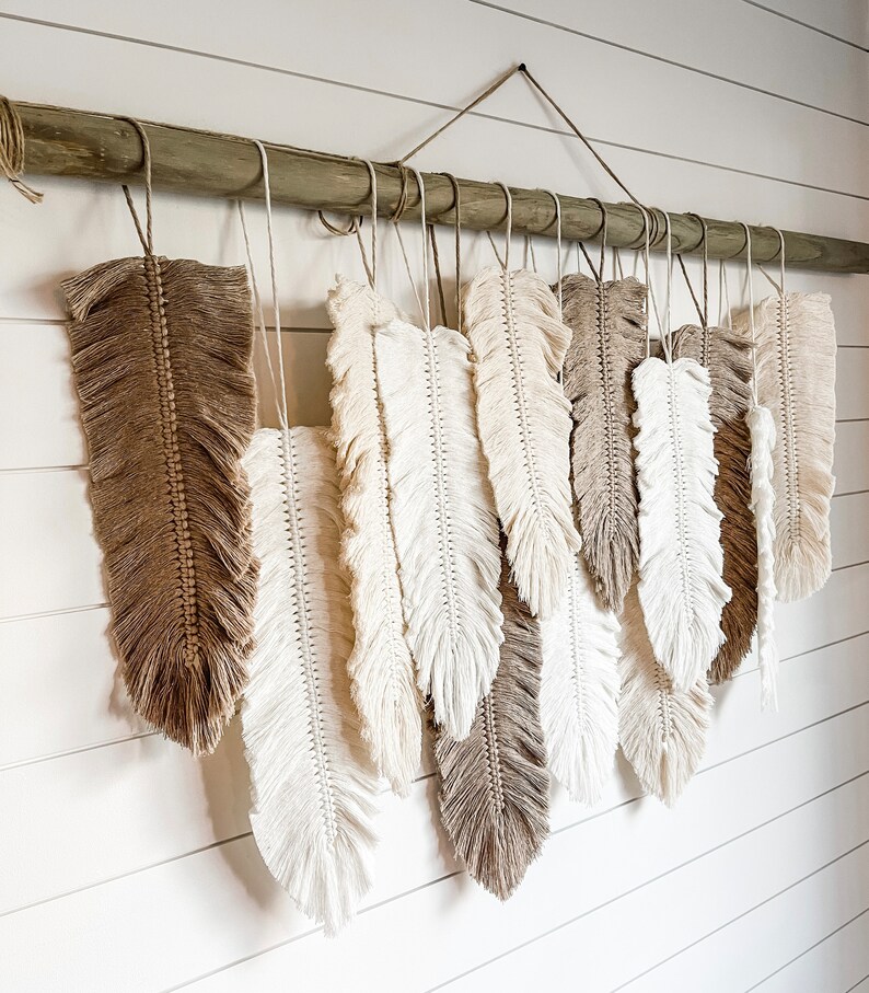 LARGE Macrame Feather Wall Hanging Macrame Feathers Macrame Etsy