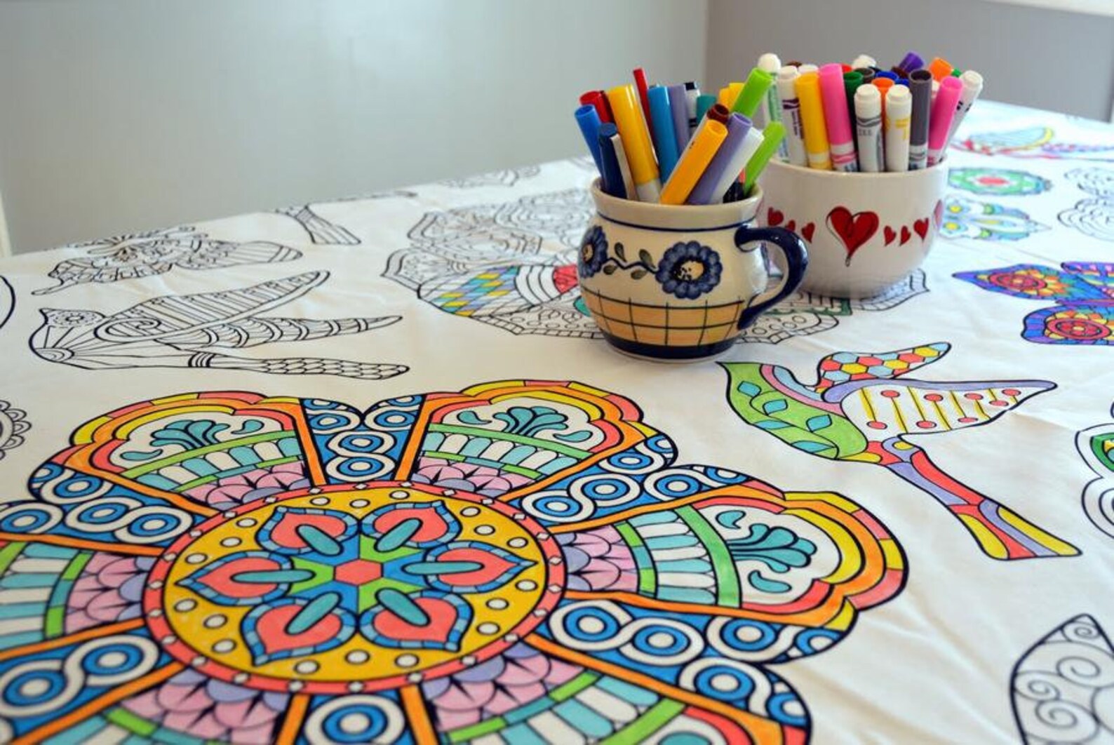 Mandala Tablecloth Coloring Tablecloth Kids Tablecloth Etsy
