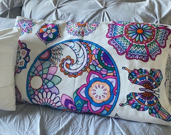 Juego de fundas de almohada para colorear con diseño de mandala – Tela lavable y reutilizable (Juego de 2)