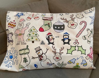 Holiday Design Coloring Pillowcases Set – Washable Reusable Fabric Activity (Set of 2)