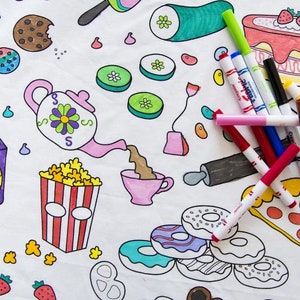 Food Fun Tablecloth Coloring Tablecloth Kids Tablecloth - Etsy