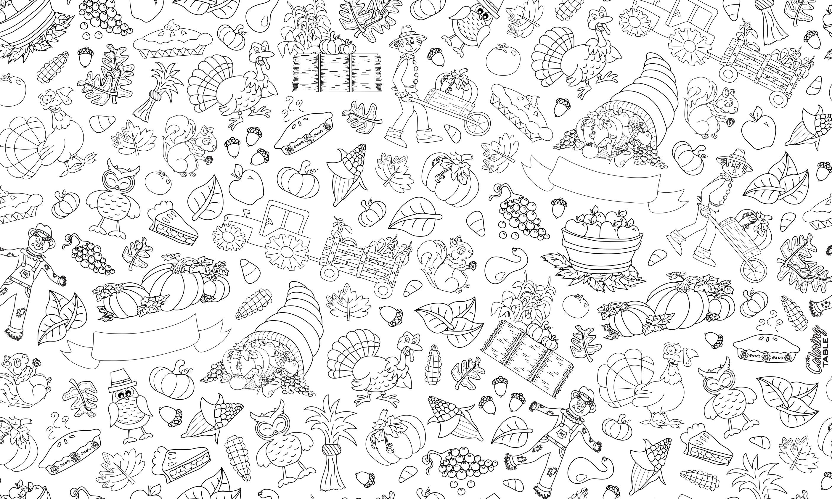 Thanksgiving Tablecloth Fall Fun Tablecloth Coloring | Etsy UK