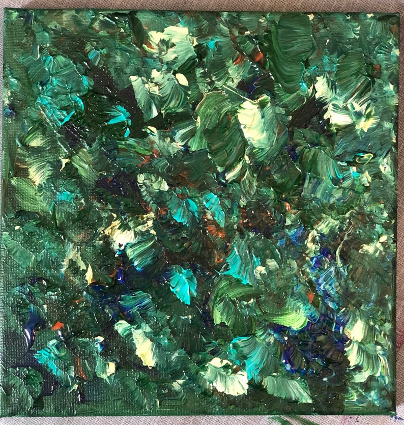 blue artwork green artwork acrylic painting abstract art original art one-of-a-kind unique gift home decor Forest Floor