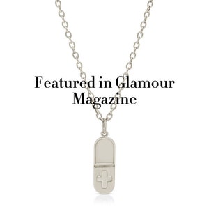 Sterling Silver Pill Necklace: Handmade Cross Pendant, Christian Jewelry
