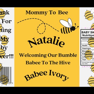 Custom Chip Bag Baby Shower Bumble Bee Theme, Baby Girl, Baby Boy, Baby Shower, Kids party,