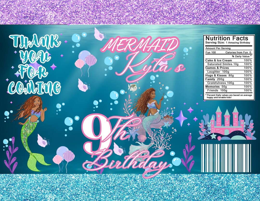 Personalized Little Mermaid Birthday Chip Bag: Under the Sea Party ...