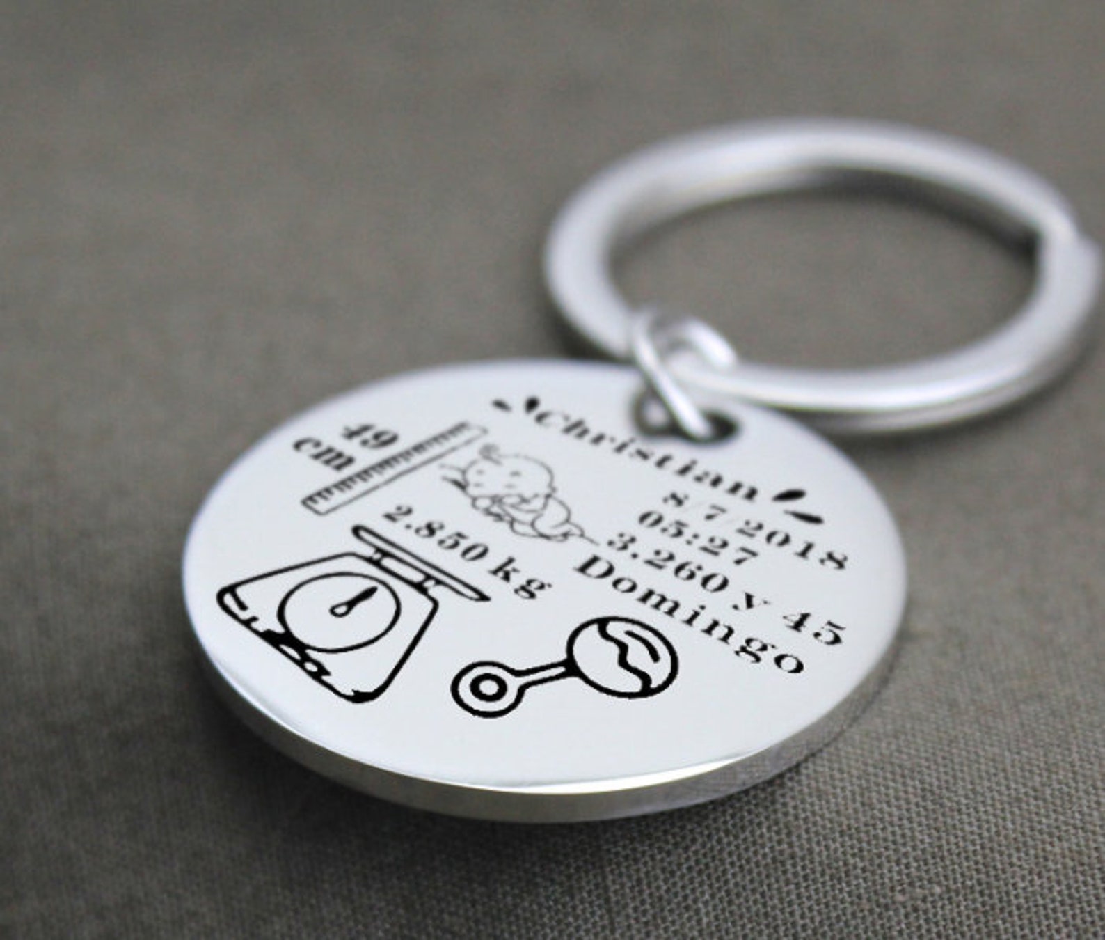 Newborn Baby calendar keychain Custom Newborn Baby Key Chain Etsy