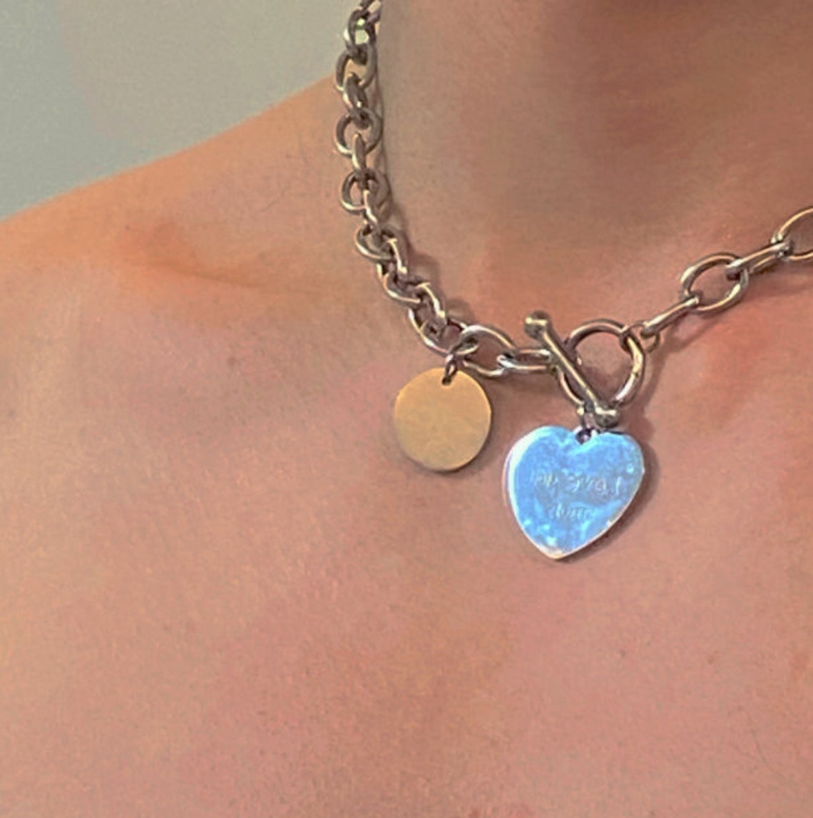 Metal Heart Men's Necklace Mens JewelryNecklace for Etsy