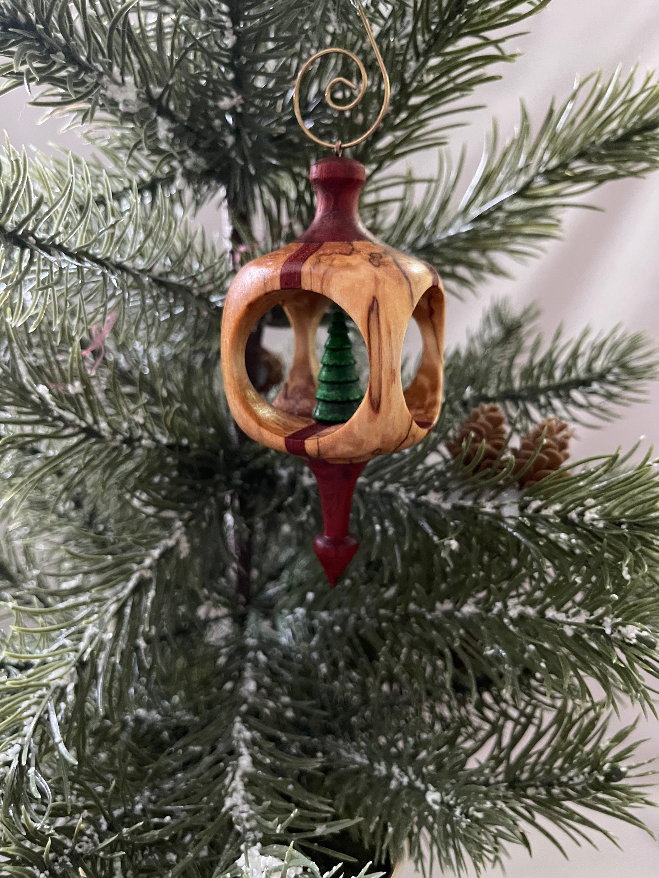 Hand Turned Wooden InsideOut Christmas Ornament Etsy