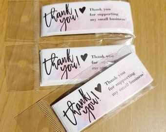 Thank You Stickers For Small Business Orders Packaging Labels Envelope Seals Business Stickers Craft Stickers Pink and Black Stickers Labels