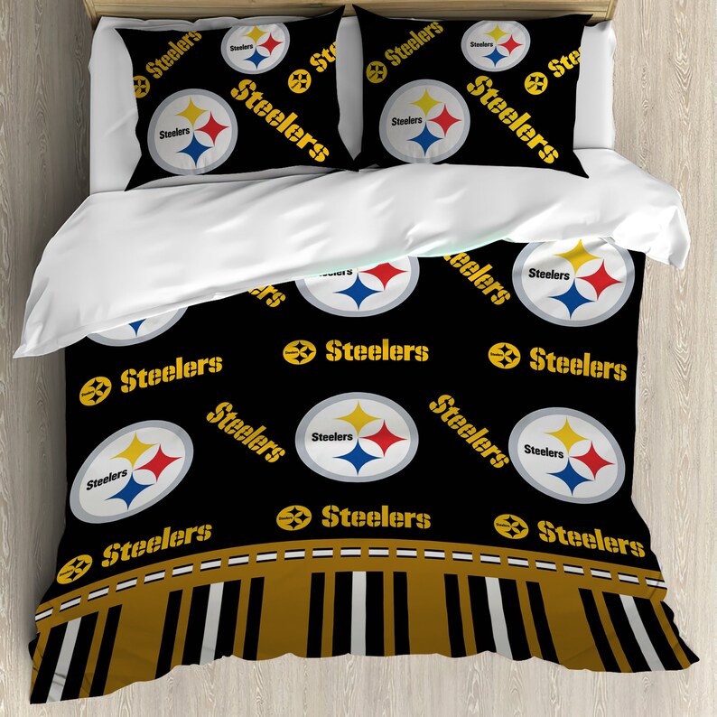 Pittsburgh Steelers Duvet Cover Set Flat Sheet Custom Name 3 Pittsburgh Steelers Bedding Set Pittsburgh Steelers Duvet Cover Pillowcases Duvet Covers Home Living Kromasol Com