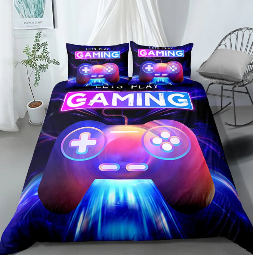 3d Digital Gamer Bedding Set Quilt Cover With Pillowcases