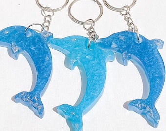Dolphin Charm, Dolphin Keychain, Dolphin Gift, Blue Dolphin, Gift for Friend, Cute Keychain, Resin Keychain