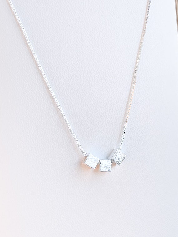 Personalized Pendant, Square Cube Pendants, Three Cube