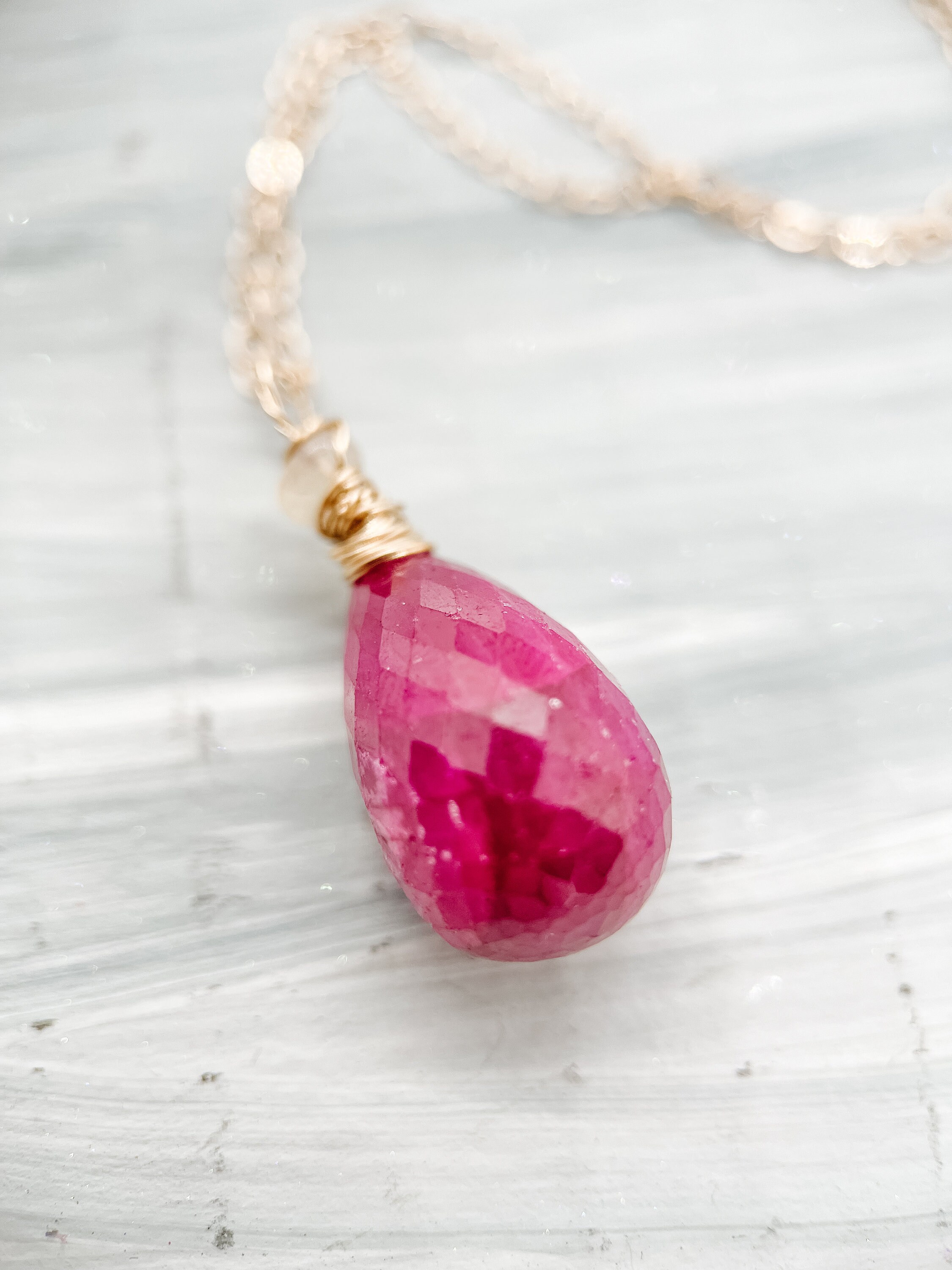 Natural Ruby Pendant, Faceted Ruby Jewelry, Handmade Wire Natural Ruby Pendant, Faceted Ruby Jewelry, Handmade Wire