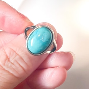 Echte turquoise sterlingzilveren ring, handgemaakte sieraden, geboortesteen december, cadeau voor haar, cadeau voor vrouw