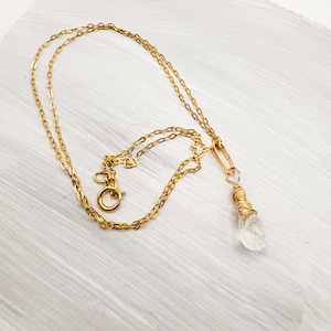 Clear quartz crystal wire wrapped pendant, 14k gold filled, faceted crystal necklace, handmade jewelry, one of a kind pendant, gift for her