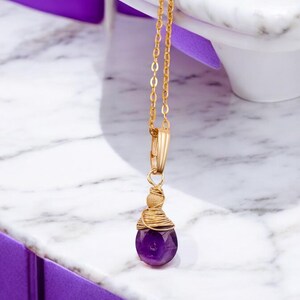 Stunning Amethyst Pendant 14k gf, wire wrapped gemstone, amethyst jewelry, February birthstone, gift for her, Valentines Day