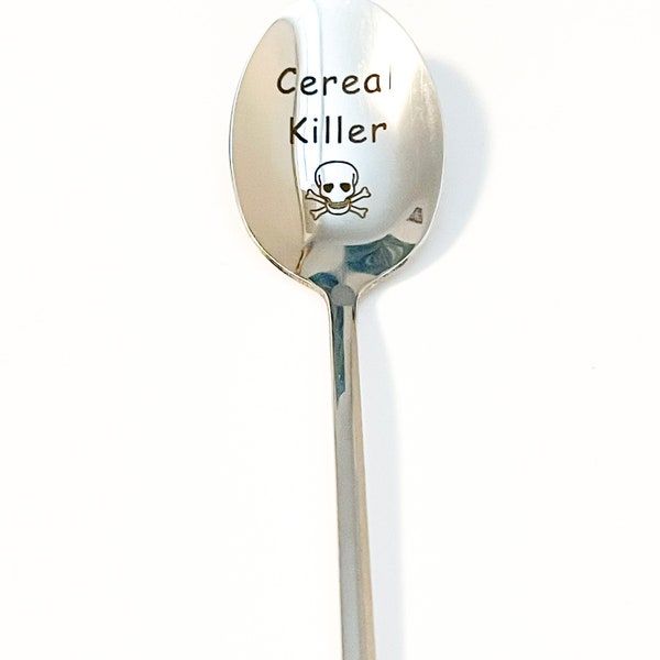 Cereal Killer spoon,  skull Spoon, Laser Engraved, Ice Cream Spoon, Coffee Spoon, novelty gift, present for cereal lover, stocking stuffer