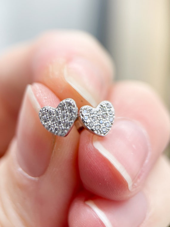 Sterling Silver Heart Stud Earrings, Cubic Zirconia, Valentines Day Gift, Jewelry for Her, Love Hearts, Sparkly Hearts - Etsy Sterling Silver Heart Stud Earrings, Cubic Zirconia, Valentines Day Gift, Jewelry for Her, Love Hearts, Sparkly Hearts - Etsy