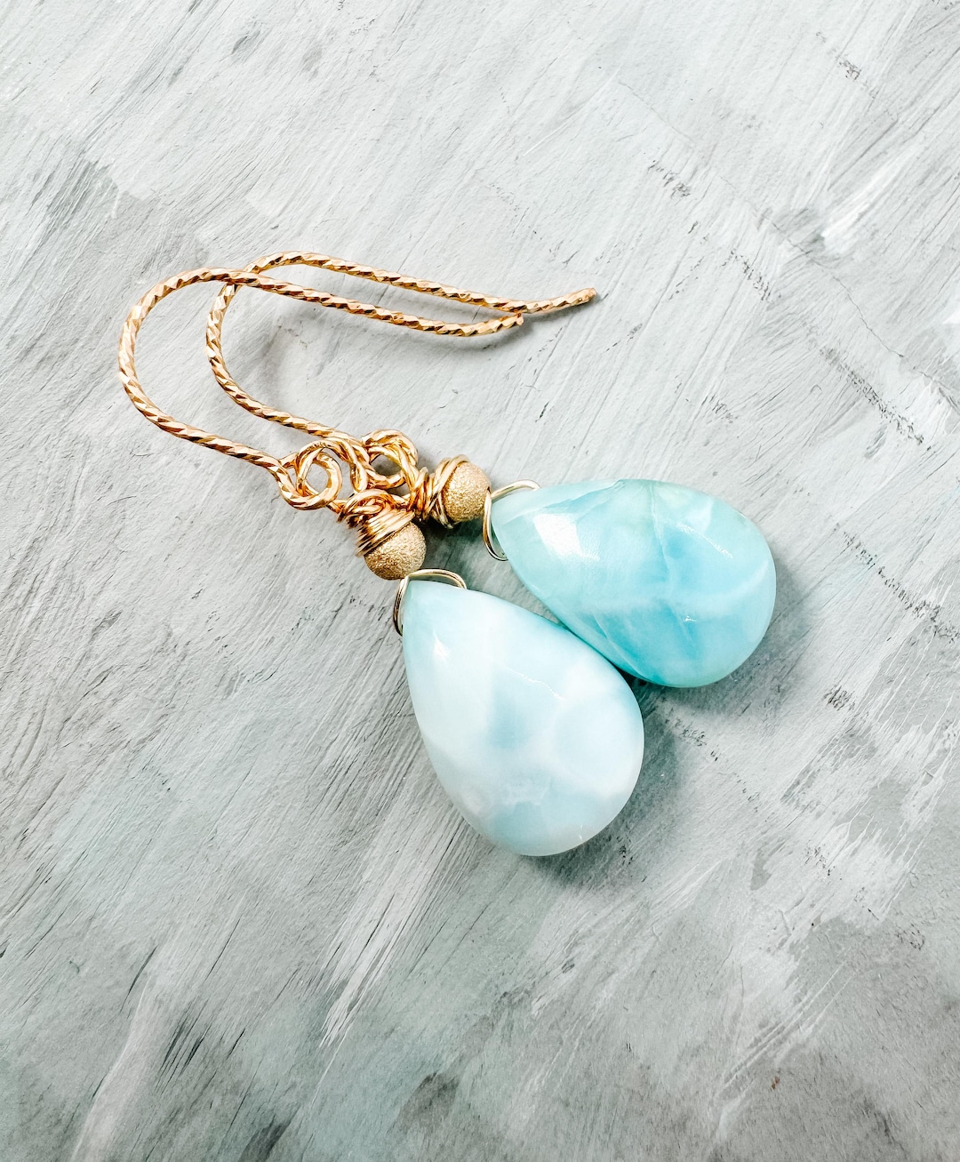 Orecchini Pendenti In Gemma Naturale Di Diaspro Blu, Stile Bohemien, Fatti A Mano, Regalo