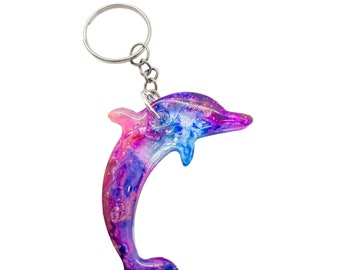 Dark blue sparkly Dolphin Charm, Dolphin Keychain, Dolphin Gift, holographic Blue Dolphin, Gift for Friend, Cute Keychain, Resin Keychain