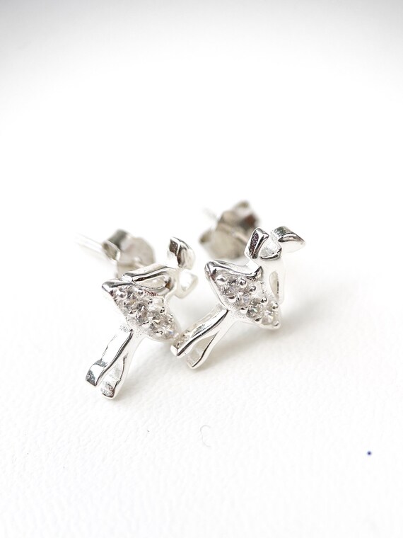 Sterling silver ballet girl stud earrings. Sterling silver ballet girl stud earrings.