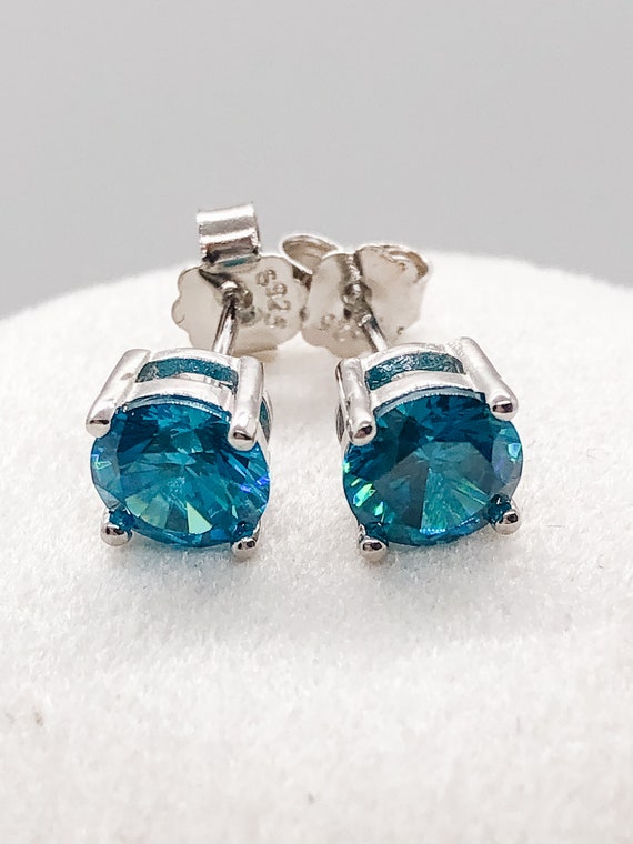 Boucles D'oreilles Créoles Argent 925 & Topaze - Fait Main En Inde, Longueur 3.8cm