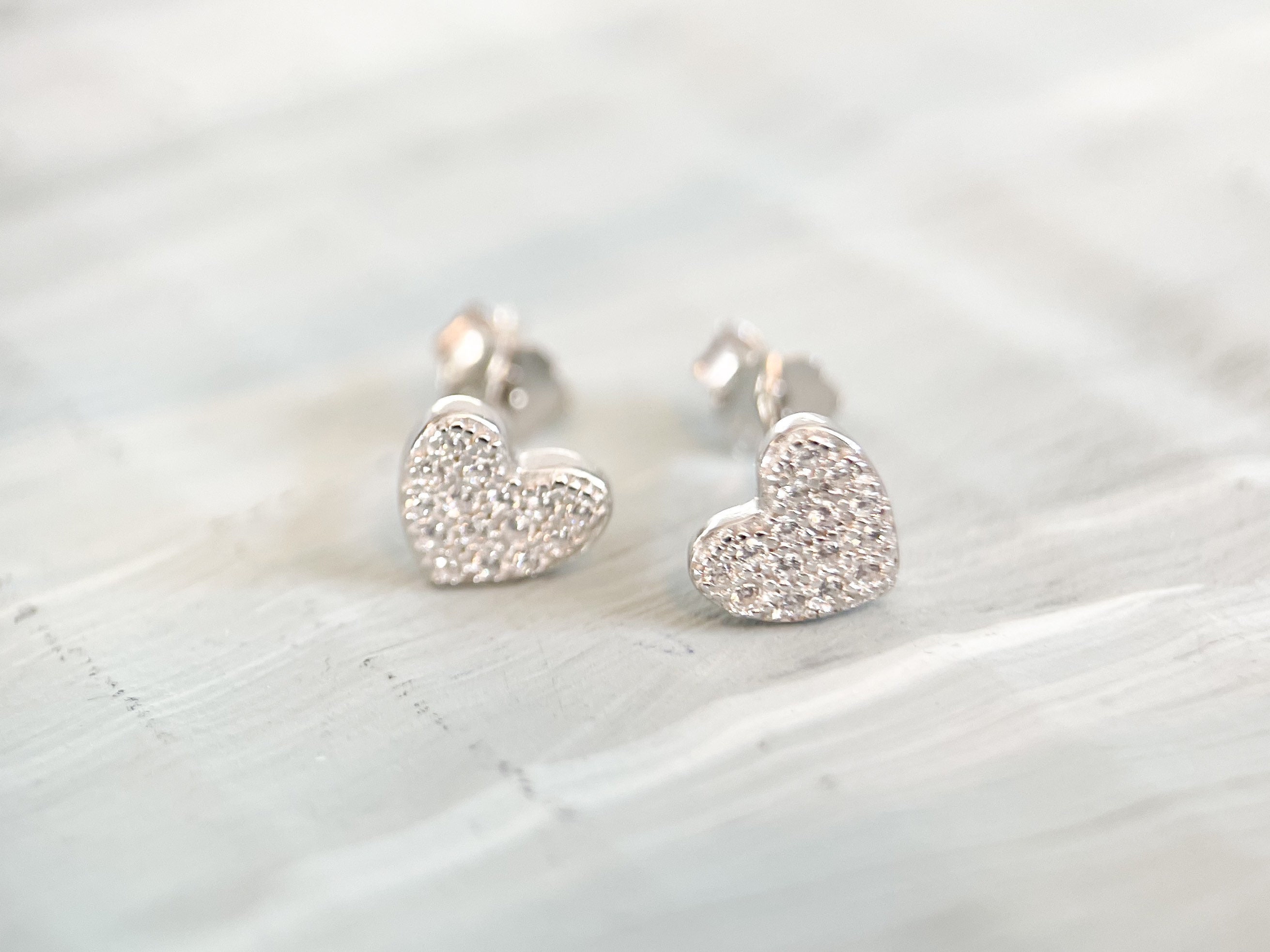 Sterling Silver Heart Stud Earrings, Cubic Zirconia, Valentines Day Gift, Jewelry for Her, Love Hearts, Sparkly Hearts - Etsy Sterling Silver Heart Stud Earrings, Cubic Zirconia, Valentines Day Gift, Jewelry for Her, Love Hearts, Sparkly Hearts - Etsy