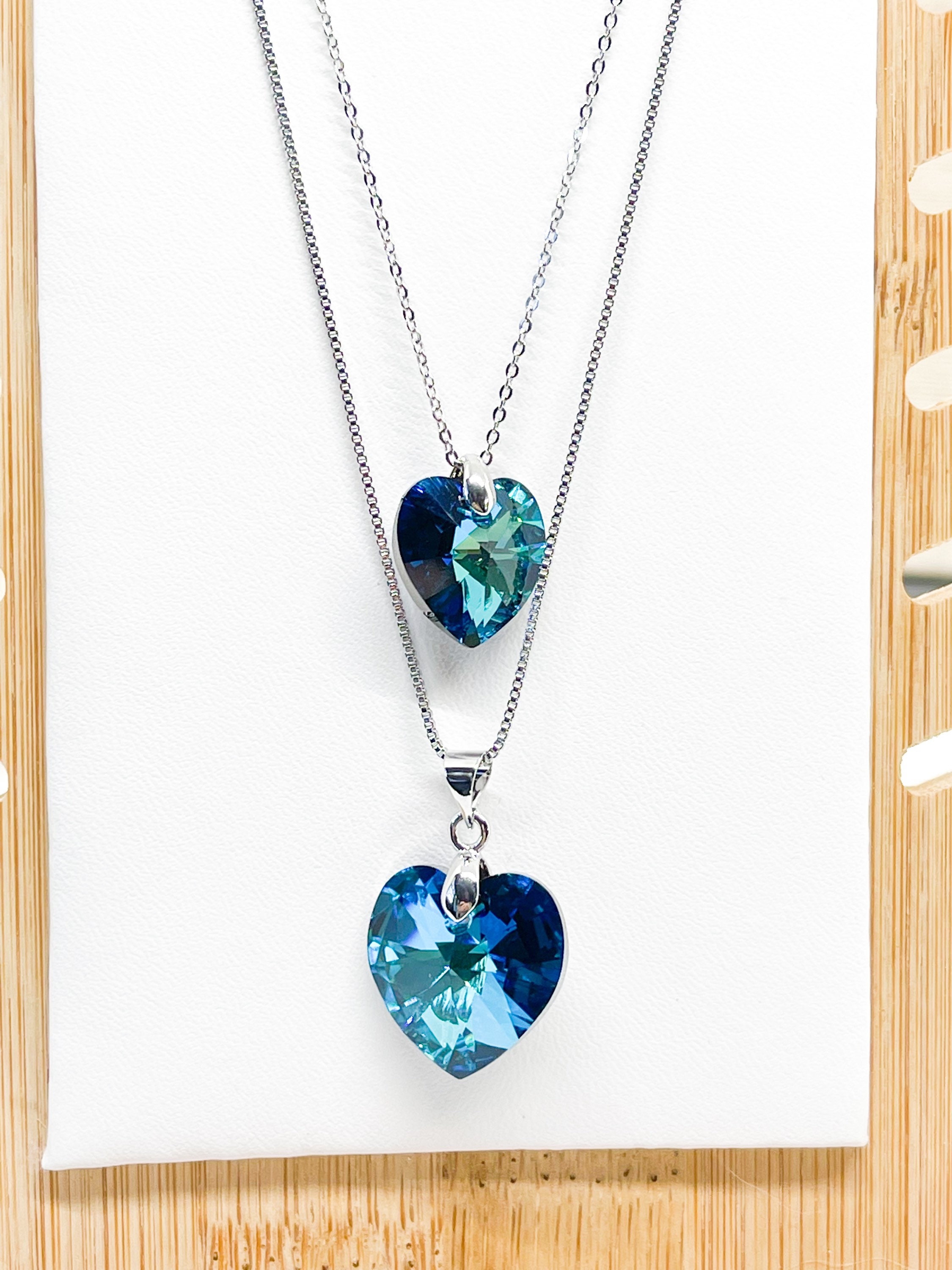 Blue Swarovski Crystal heart pendant Crystal heart Jewelry Gift for her sparkly heart gift for wife gift for girlfriend