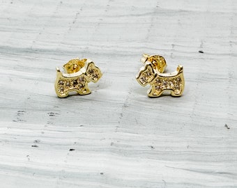 Boucles D'oreilles Puces Pour Enfant - Chien En Plaqué Or 18 Carats, Marque Tata Gisèle