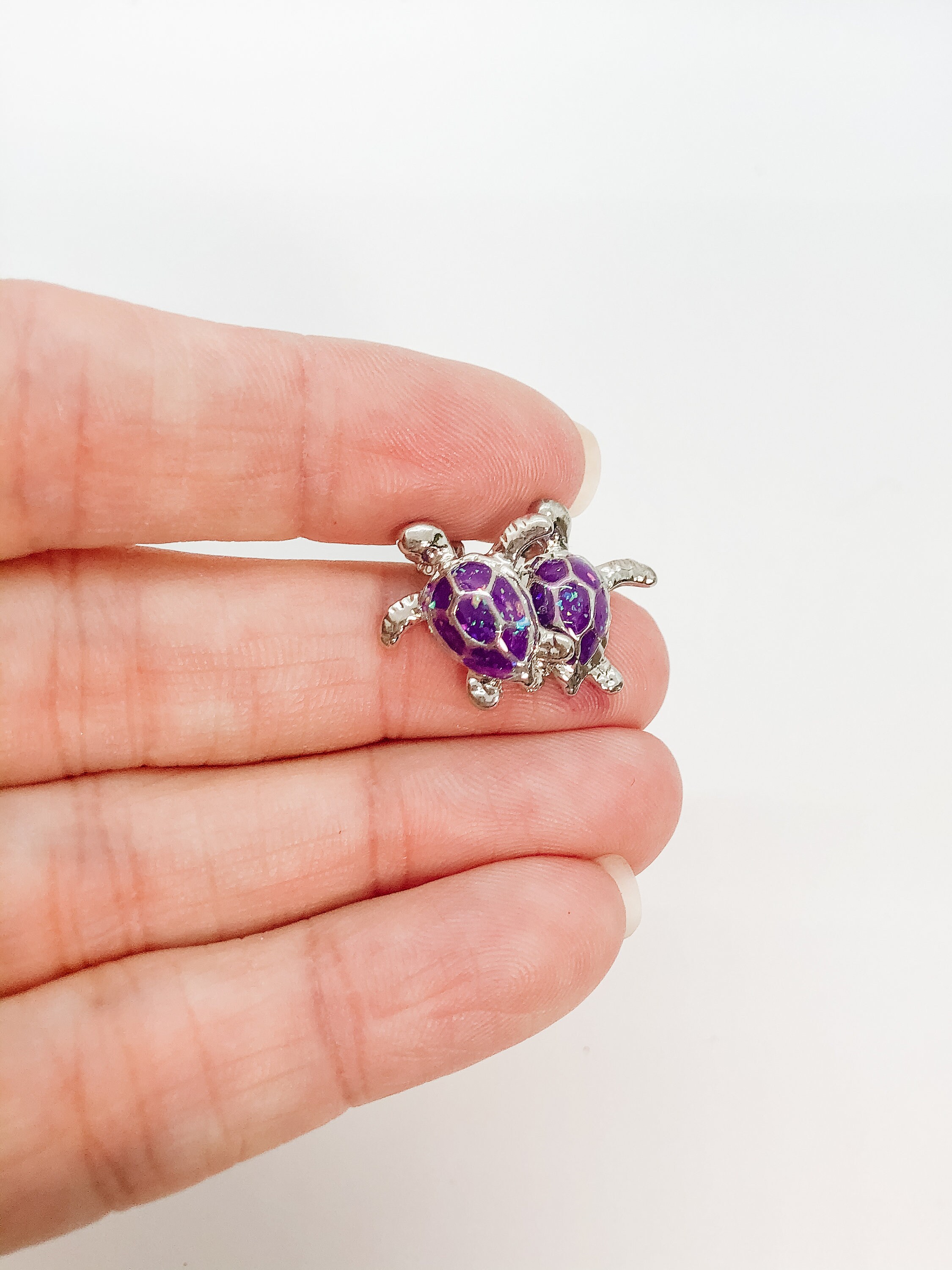 Boucles D'oreilles Tortue Plaqué Or & Améthyste Facettée - Tres.Or, Fait En France, Neuf Avec étiquettes