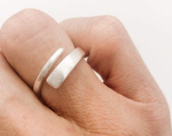 Sterlingzilveren wikkelring, elegante eenvoudige wikkelring, zilveren ring, minimalistische ring verstelbaar, valentijnscadeau, cadeau beste vriend, cadeau voor haar