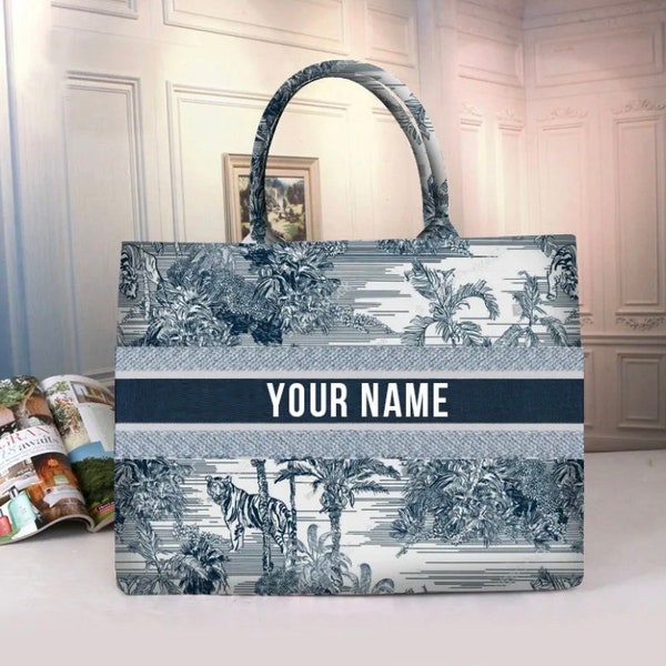Personalized Luxury Printed Tote Bag Custom Name & Font  Women’s Handbag Shoulder Bag Canvas Large Capacity Shopper Travel bag Gift Holiday