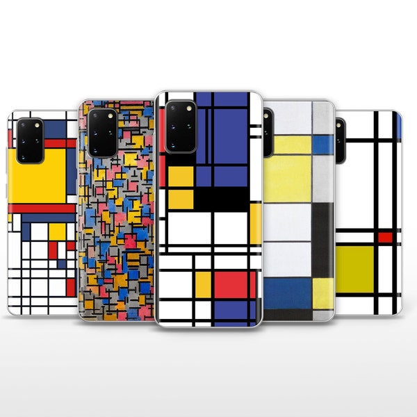 Mondrian Phone Case Modern Art Cover for Samsung Galaxy S10, S20 Ultra, S21 +5G, S22, S23 Ultra, S24 Plus, FE 5G, Xiaomi Redmi, Mi Note, Mix