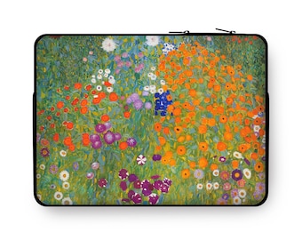 Klimt Cottage Garden MacBook Sleeve, Floral Art Laptop Cover