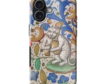 Medieval Cat Bagpiper Phone Case: Renaissance Art Cover