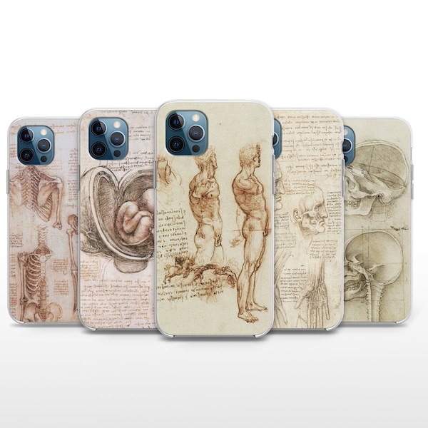 Da Vinci Phone Case Anatomy Cover for iPhone SE, Xs, Xr, 11, 13 Mini, 14 Pro, 15 Pro Max, Google, Huawei, HTC, Nokia, Sony & OnePlus