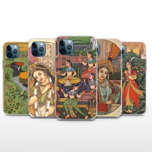 Pode incluir: Uma cole&ccedil;&atilde;o de capas de telem&oacute;vel com obras de arte vibrantes e detalhadas. Os designs apresentam pinturas em miniatura indianas tradicionais com figuras em trajes coloridos, contra fundos ornamentados. Cada capa exibe uma cena &uacute;nica.