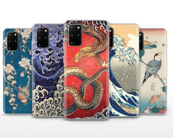 Hokusai Handyhülle Ukiyo-e Woodblock Cover für Samsung Galaxy S10, S20, S20 5G, S21, S22, S23, Ultra, S24 Plus, FE 5G, Redmi, Mi Note