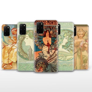 Mucha Phone Case Art Nouveau Phone Cover for Samsung Galaxy S10, S20, S21 +5G, S22, S23 Ultra, S24 Plus, FE 5G, Xiaomi Redmi, Mi Note, Mix