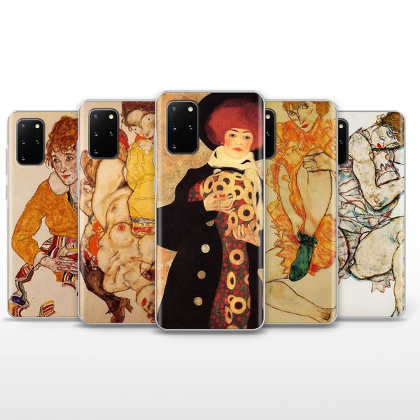 Schiele Handyhülle Expressionism Cover für Samsung Galaxy S10, S20 +5G, S21, S22 Ultra, S23 Plus, S24, FE 5G, A72, Mii Note, Redmi und Mi Note