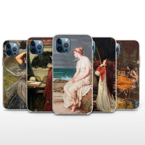ウォーターハウス フォンケース アートカバー iPhone SE、Xs、Xr、11、12 Pro、13、14 Pro、15、16 Pro Max、Google Pixel 8 Pro用
