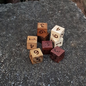 Numeral D6; Wooden Dice Pair - Custom carved dice set; handmade backgammon dice; wood dice set; cottagecore gaming accessories; OOAK