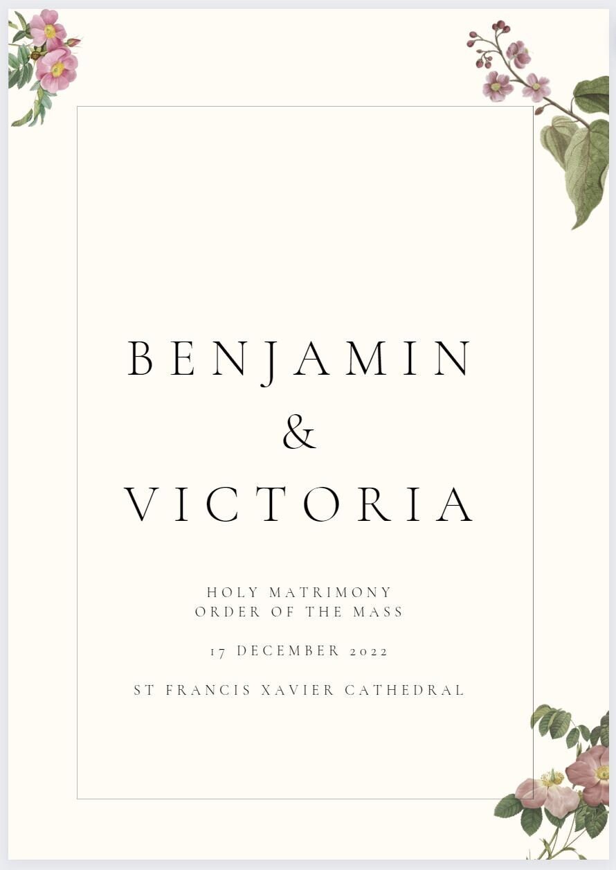 Editable &amp; Printable Holy Matrimony Order of the Service - Wedding ...