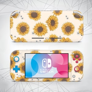 Skin de girasol para Nintendo Switch Lite, consola portátil con flores amarillas, calcomanía de vinilo premium con diseño de flores silvestres